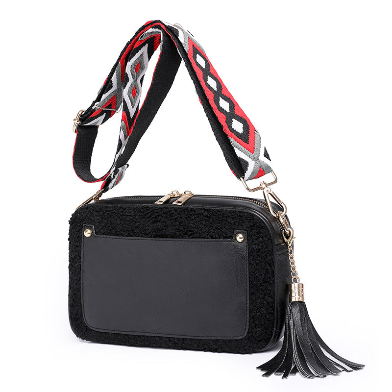 Wholesale Plush Material PU Messenger Small Square Bag